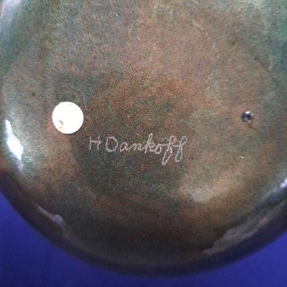 Signed Enamel On Copper Plate Dish Abstract Art Signed H Dankoff - Picture 4 of 9